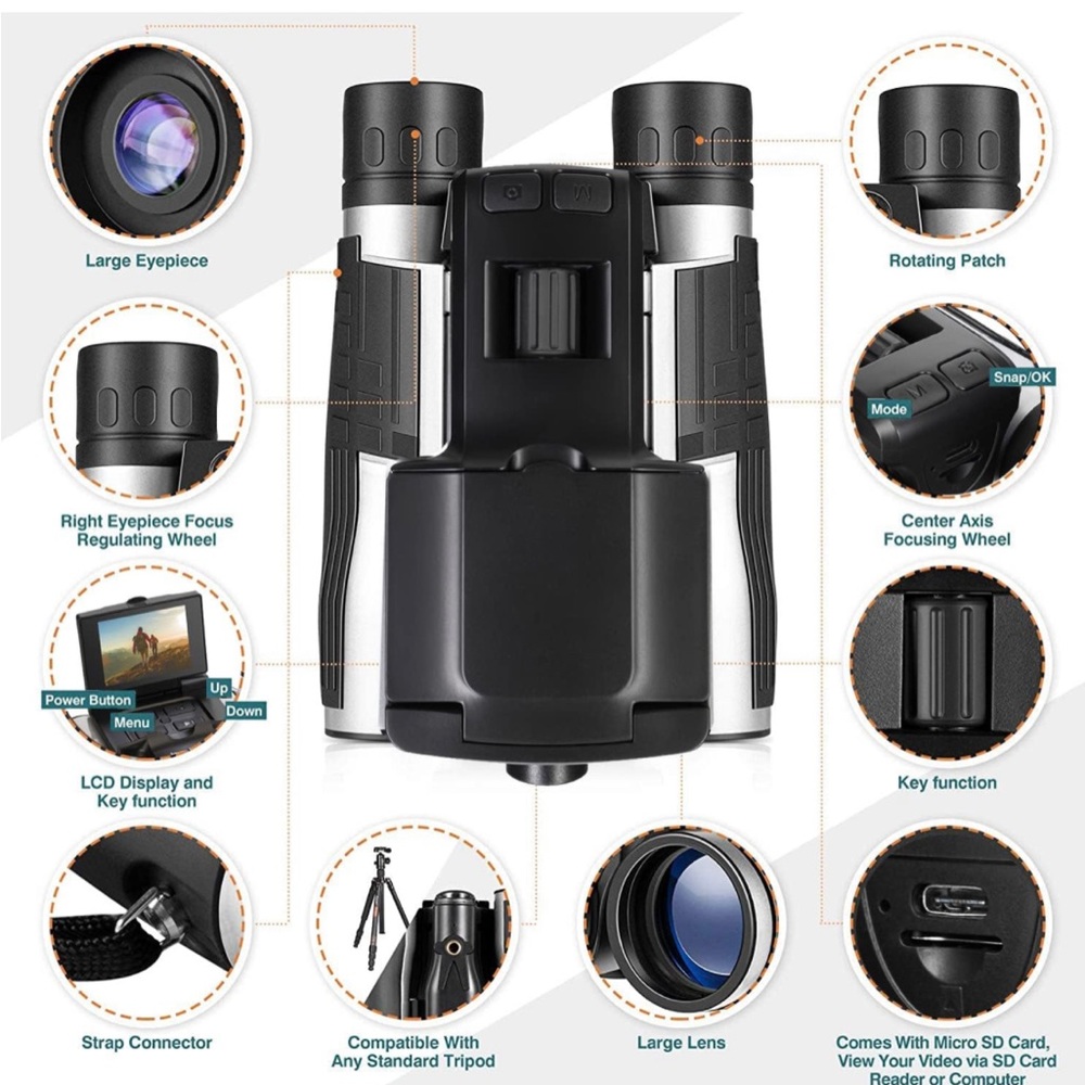 5 Mega Pixel Digital Camera/Video Photo Recorder Camcorder 12X32 Binocular - Picture 3 of 5